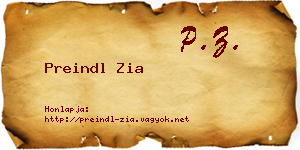 Preindl Zia névjegykártya